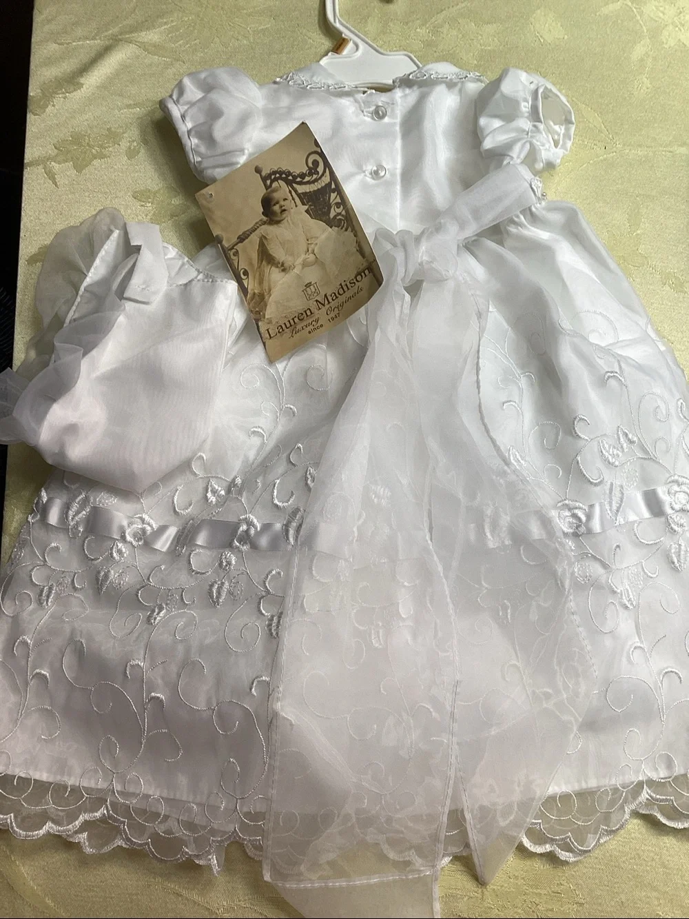 White Embroidered Baby girl christening dress